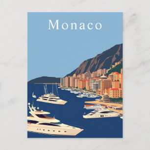 Carte Postale Monaco Retro Travel Art