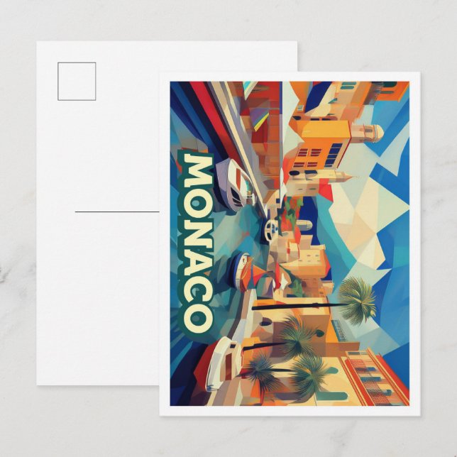 Carte Postale Monaco Voyage artistique coloré (Devant / Derrière)