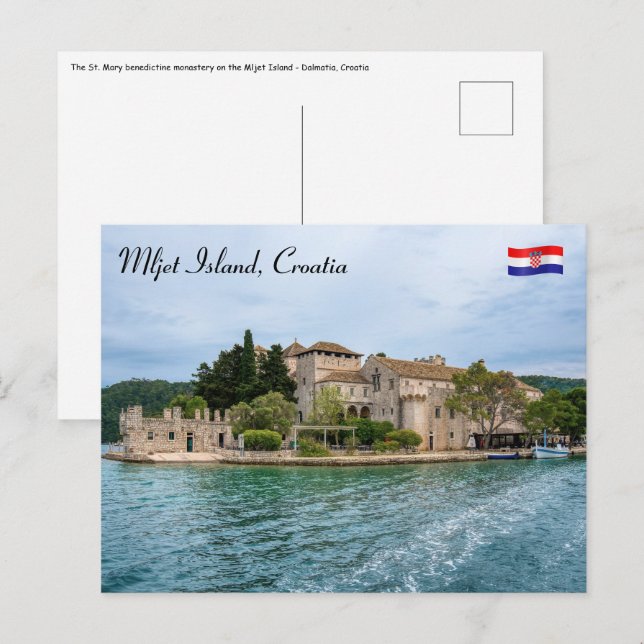 Carte Postale Monastère bénédictin sur l'île de Mljet - Croatie (Devant / Derrière)