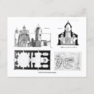 Carte Postale Monastère Saint Bartholomew étage et plan croisé