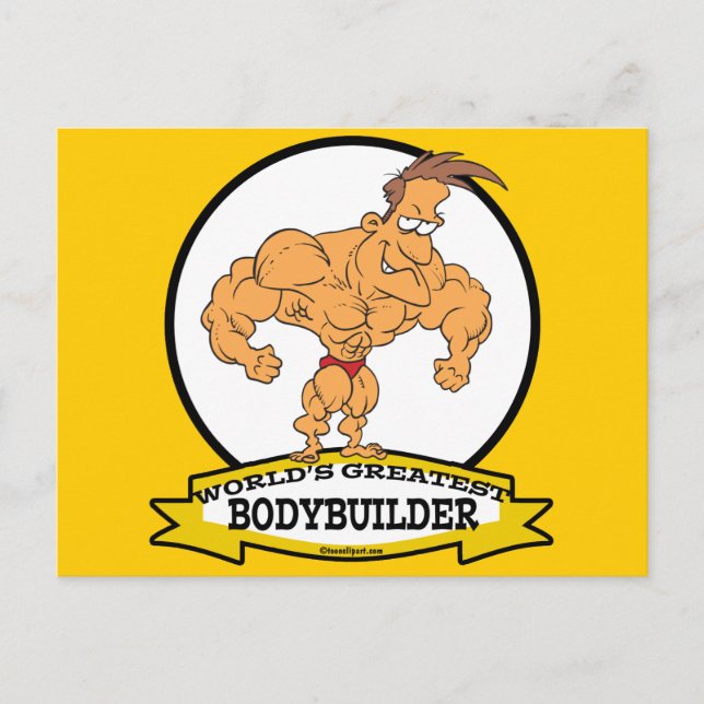 CARTE POSTALE MONDE LE PLUS GRAND BODYBUILDER HOMME CARTOON (Devant)