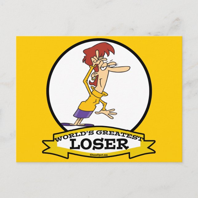 CARTE POSTALE MONDE LE PLUS GRAND LOSER LADY WOMEN CARTOON (Devant)