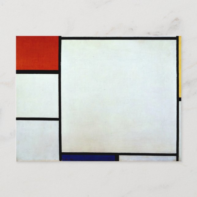 Carte Postale Mondrian - Composition avec rouge et bleu (Devant)