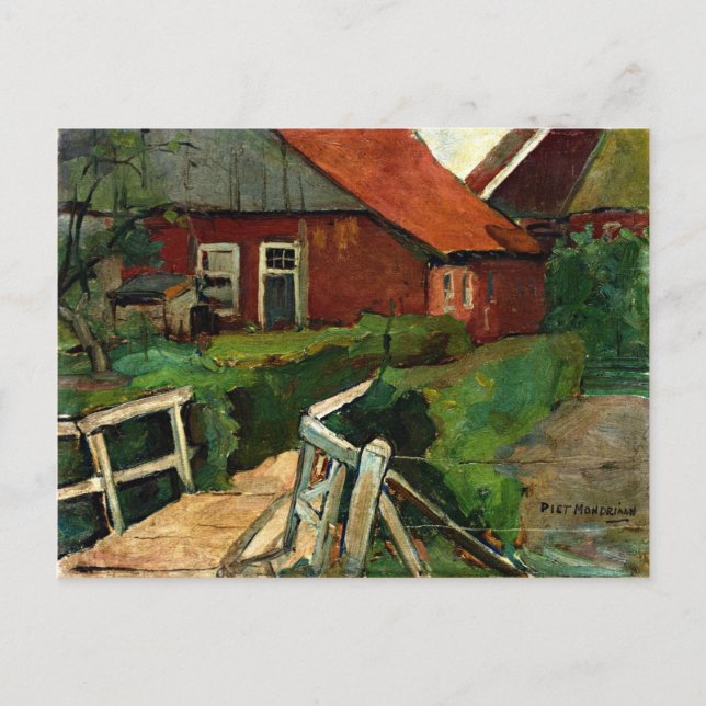 Carte Postale Mondrian - Construction agricole avec pont (Devant)