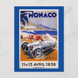 Carte Postale Monégasque affiche de voyage, 1936 course automobi