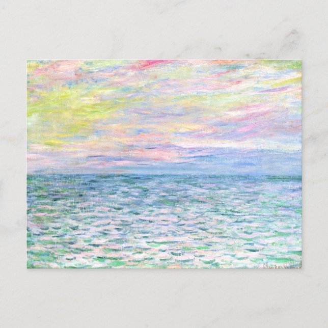 Carte Postale Monet - Coucher de soleil à Pourville, art (Devant)