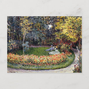 Carte Postale Monet - Dans le Jardin, célèbre peinture