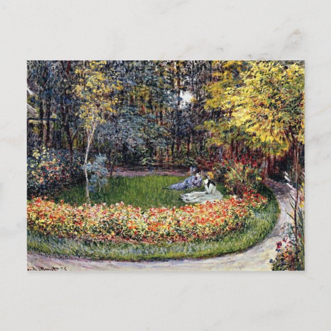 Carte Postale Monet - Dans le Jardin, célèbre peinture (Devant)