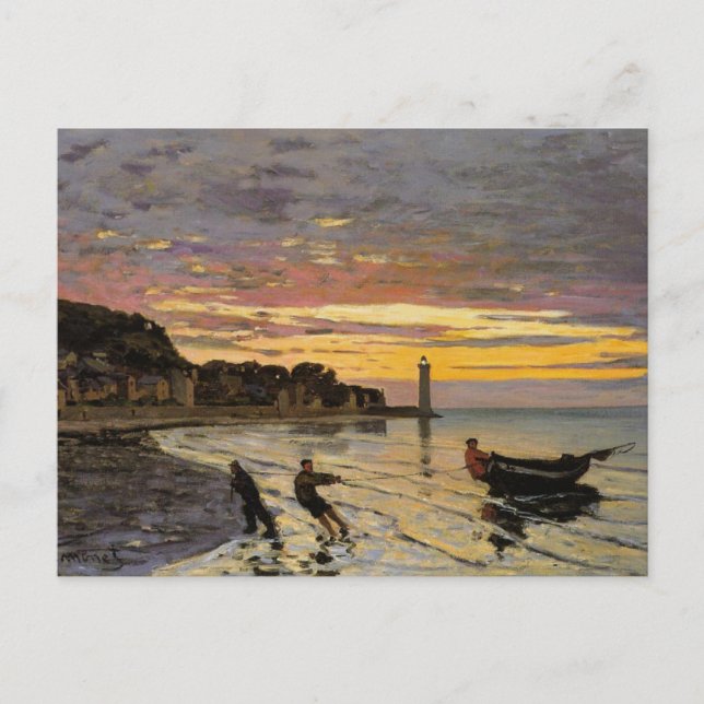 Carte Postale Monet - Hauling a Boat Ashore, fine art, (Devant)