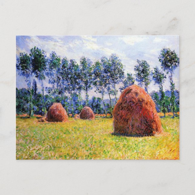 Carte Postale Monet - Haystacks à Giverny, 1884 (Devant)
