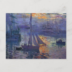 Carte Postale Monet lever de soleil en mer voile peinture bateau