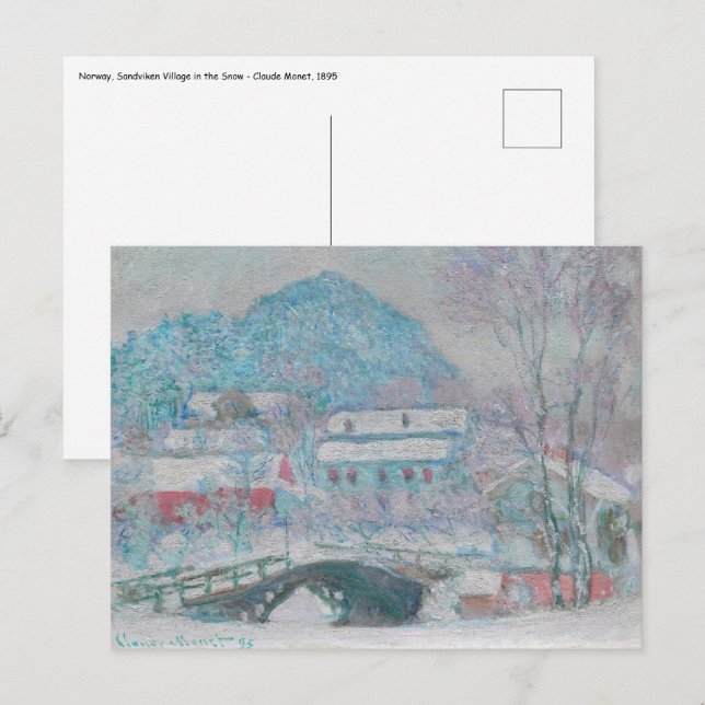 Carte Postale Monet - Norvège, Village de Sandviken dans la neig (Devant / Derrière)