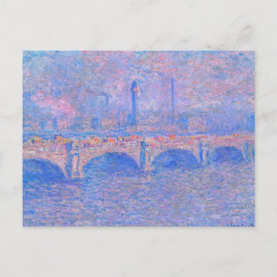 Carte Postale Monet - pont Waterloo, effet de lumière du soleil,