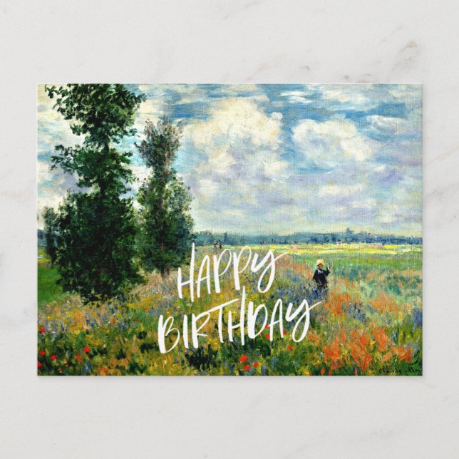 Carte Postale Monet - Poppy Field, Argenteuil, voeux d'anniversa (Devant)