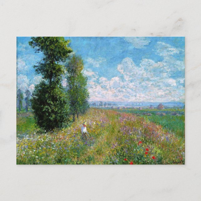 Carte Postale Monet - Pré avec peupliers (Devant)
