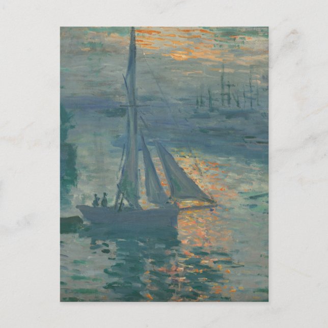 Carte Postale Monet Sunrise Marine Impressionnisme peinture (Devant)