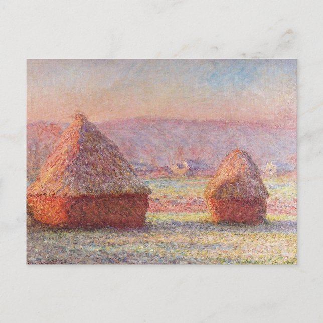 Carte Postale Monet's Haystacks, White Frost, Sunrise (Devant)