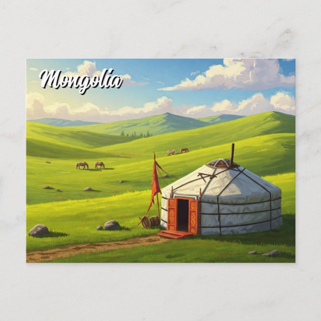Carte Postale Mongolie Voyage de yourte (Devant)