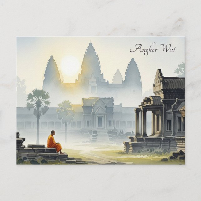 Carte Postale Monk à Angkor Wat Cambodia Sunrise (Devant)