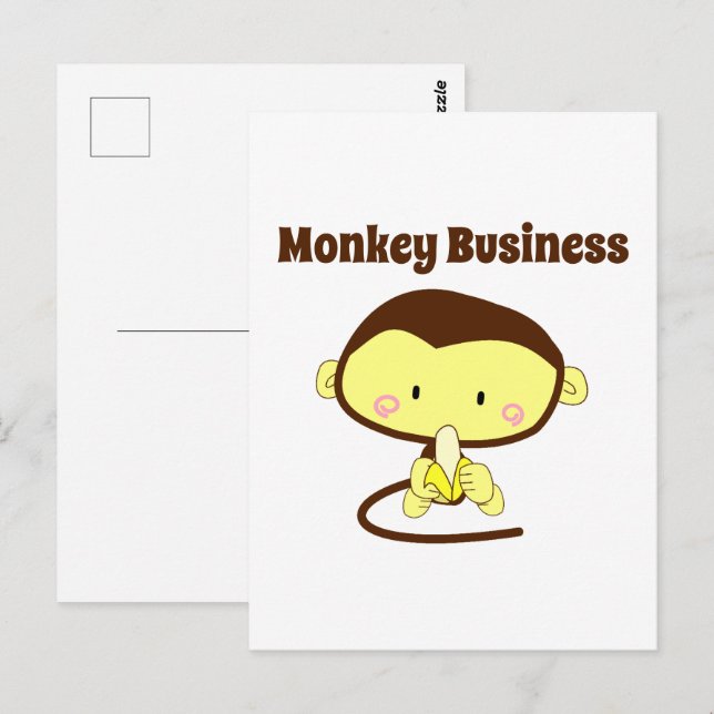 Carte Postale Monkey Business Drôle Cartoon Monkey Design (Devant / Derrière)