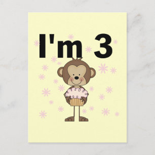 Carte Postale Monkey I'm 3 Anniversaire Tshirts et cadeaux
