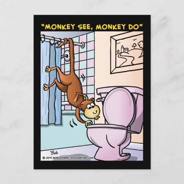 Carte Postale "Monkey See, Monkey Do" (Devant)