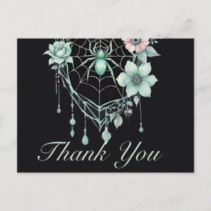 Carte Postale Monnaie gothique Vert Merci à araignées florales