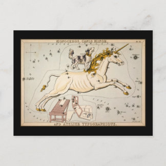 Carte Postale Monoceros Canis Minor et Atelier Typographique