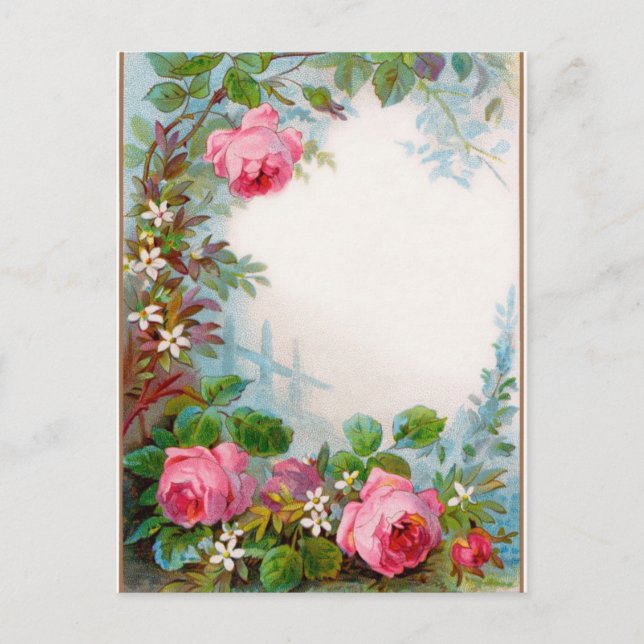 CARTE POSTALE MONOGRAME DE ROSES ET DE JASMINE (Devant)