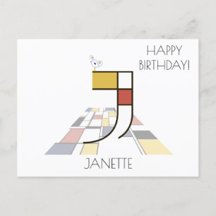 Carte Postale Monogramme Art Moderne. Lettre J