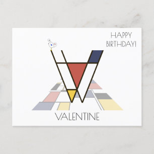 Carte Postale Monogramme Art Moderne. Lettre V