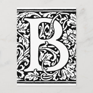 Carte Postale Monogramme B initial. Nom customisé Modèle floral