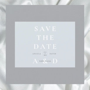 Carte Postale Monogramme bleu Dusty simple et moderne Enregistre