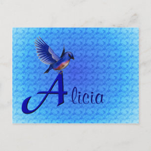 Carte Postale Monogramme Bluebird Votre Nom Initial A