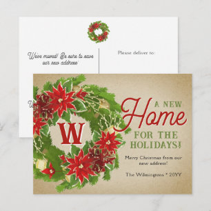 Carte Postale Monogramme de couronne de Noël Faire-part mobile