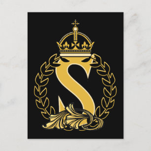 Carte Postale Monogramme de couronne personnalisé - S