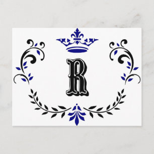 Carte Postale Monogramme de couronne 'R'