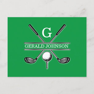 Carte Postale Monogramme de golf personnalisé minimaliste élégan