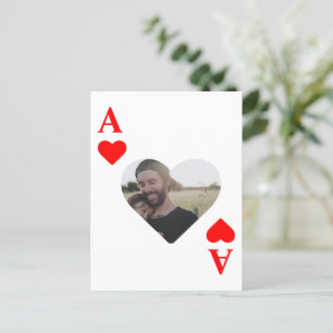 Carte Postale monogramme de photo de coeur de poker moderne pers