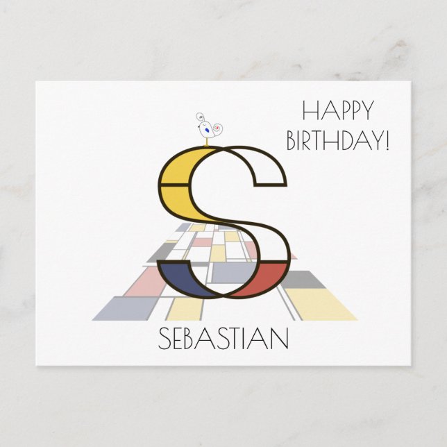 Carte Postale Monogramme de style art moderne. Lettre S (Devant)