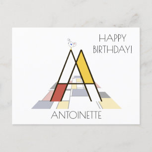 Carte Postale Monogramme de style d'art moderne. Lettre A