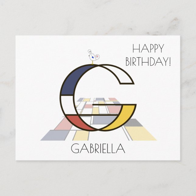 Carte Postale Monogramme de style d'art moderne. Lettre G (Devant)