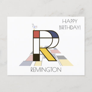 Carte Postale Monogramme de style d'art moderne. Lettre R