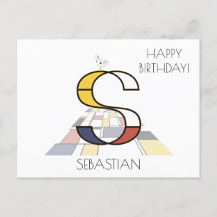 Carte Postale Monogramme de style d'art moderne. Lettre S