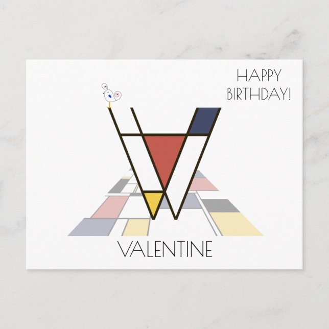 Carte Postale Monogramme de style d'art moderne. Lettre V (Devant)