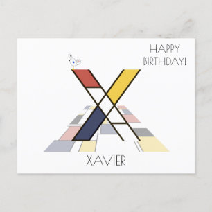 Carte Postale Monogramme de style d'art moderne. Lettre X