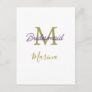 Carte Postale Monogramme de tribu de mariée simple en or pour la