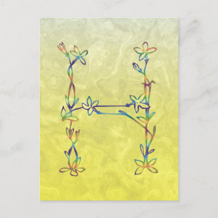 CARTE POSTALE MONOGRAMME FLORAL H