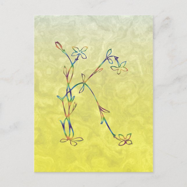 CARTE POSTALE MONOGRAMME FLORAL K (Devant)