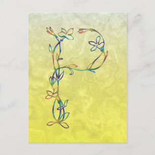 CARTE POSTALE MONOGRAMME FLORAL P